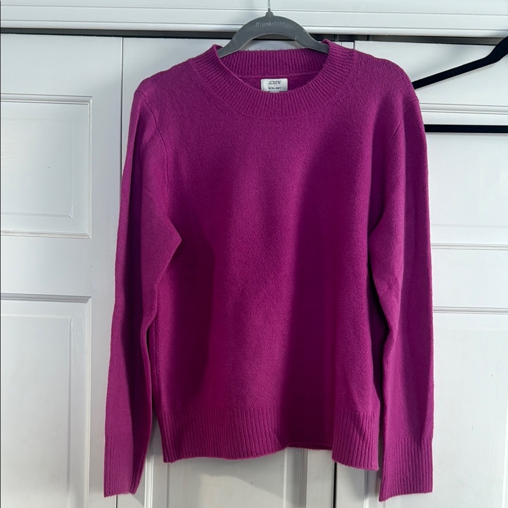 J. Crew Crewneck Sweater in Bright Fuchsia